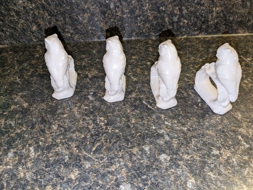 Vtg Owl Glossy White Porcelain Napkin Ring Holders Set Of 4 Original Box Japan - Picture 4 of 10