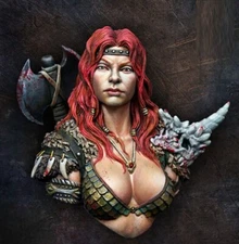 1/12 Scale Resin Bust Resin Model Kits Women With Axe Unassembled Unpainted
