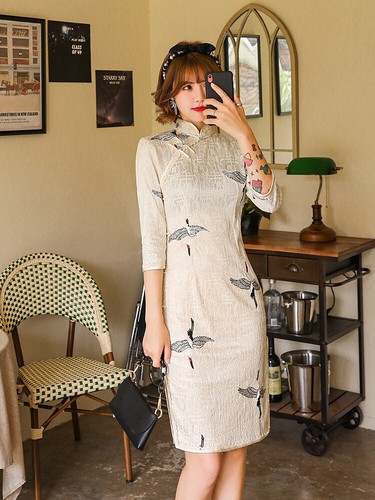 Women Summer Lace Qipao Lady Evening Party Dress Chinese Traditional Cheongsam - Picture 10 of 10
