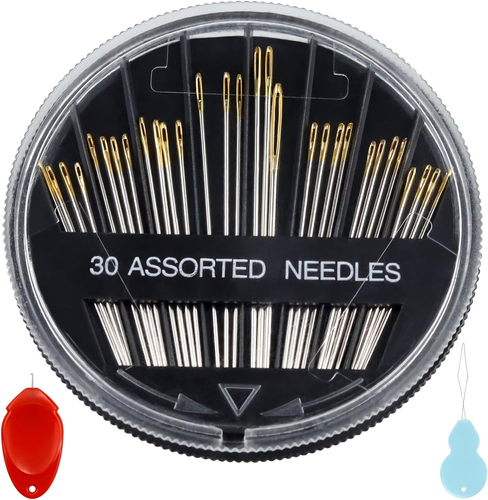 Premium Hand Sewing Needles, 30-Count Assorted Embroidery Needles with Threaders - Picture 6 of 6