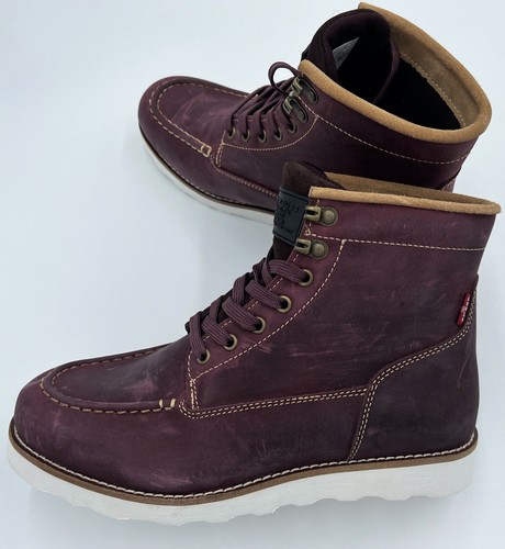 Levi's Hombre Botas Botas Darrow Mocasín Levis Rojo-Marrón Cuero 234733-711-84 - Imagen 2 de 9