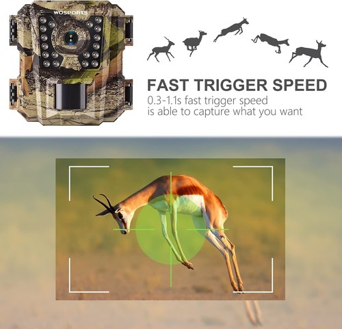 WOSPORTS Mini Trail Camera,24MP 1080P HD Game Hunting Camera Motion Activated - Picture 2 of 8