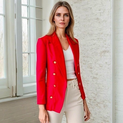 Escada by Margaretha Ley Vintage 1980s EU42 | US12 Red 100% Cashmere Blazer