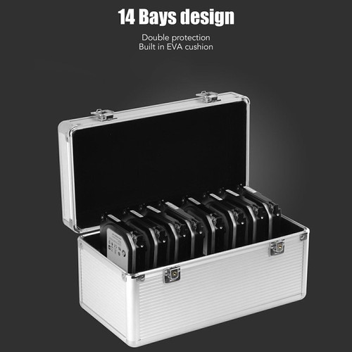 Hard Drive Storage Box 14 Bays Double Protection Safe Lock Design Hard Drive - Afbeelding 2 van 12