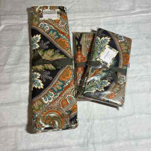 $249 NWT Pottery Barn Anton Paisley Table Runner/Napkins Sold Out