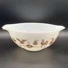 Vintage Pyrex Early American Cinderella Mixing Bowl 443 White & Brown 2 1/2 QT