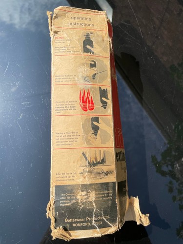VINTAGE BETTERWEAR CAR , KITCHEN FIRE EXTINGUISHER PROP DISPLAY UNUSED BOXED 60s - Picture 6 of 7