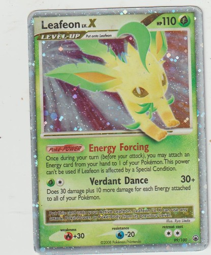 x1 Carte Pokemon Phyllali Leafeon LV.X (MD 99/100) HOLO US Assez bon Etat (GOOD)
