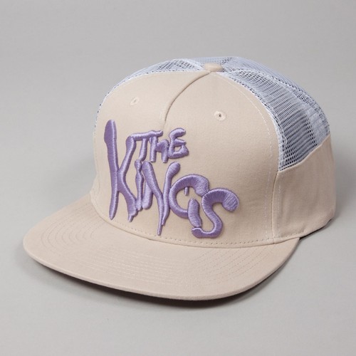 King Warriors Khaki Violett Weiß Netz Trucker Flache Schirmmütze Kappe - 第 1/1 張圖片