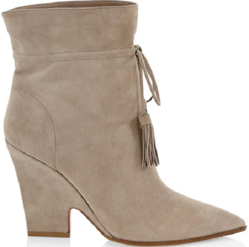 ブーツその他 Aquazzura Green Suede Ankle Boots With Tapered Toe AQUAZZURA Very Bow Tie 85 suede ankle boots | NET-A-PORTER