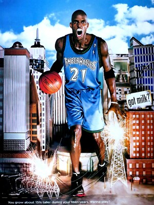 【新品未開封】 90s NBAポスター Kevin Garnett Vintage 90's Kevin Garnett Stephon Marbury Double Sided