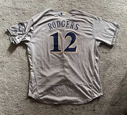 Majestic Aaron Rodgers Milwaukee Brewers Jersey Mens Size 56 (XXL) MLB Grey - Picture 2 of 3