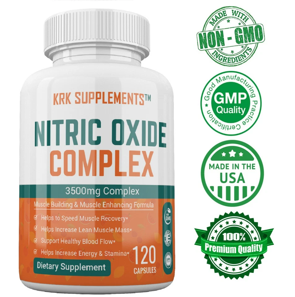 1 Bottle Nitric Oxide Complex 3500mg L-Arginine AAKG Muscle Pump Growth Pills - Image 2 of 4