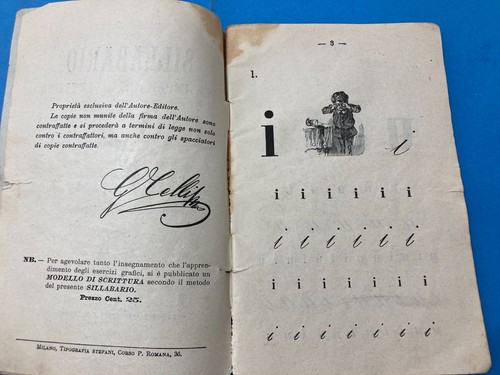 GIUSEPPE CELLI:COPIA AUTOGRAFATA SILLABARIO PER IMPARARE LA LETTURA-TO RESTORE. - Foto 4 di 24