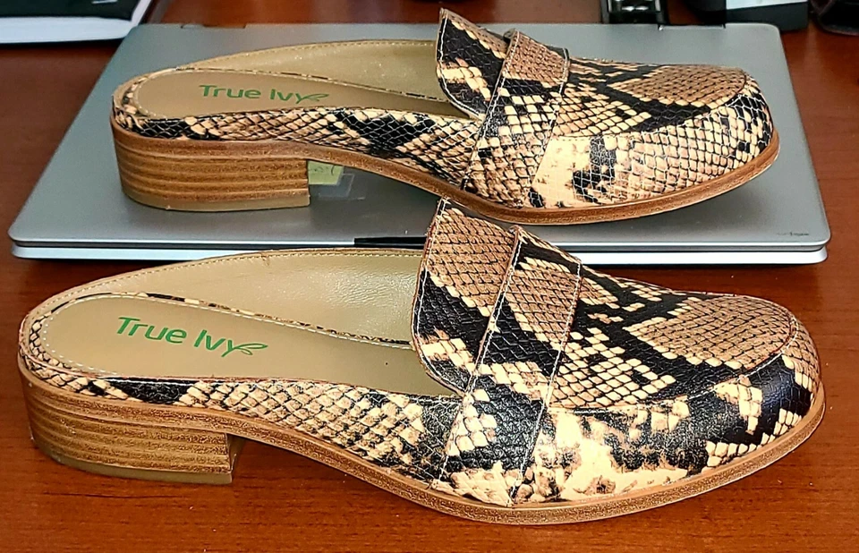 Zapatos True Ivy para mujer talla 8,5 Addison con estampado de pitón de cuero sin cordones raros. Foto 2 de 4