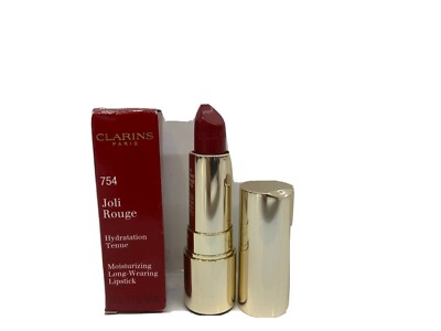 Clarins Joli Rouge #754 Deep Red Lipstick Full Size NIB
