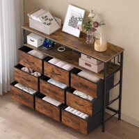 Woltu Kommode Schubladenschrank Mit Led Steckdosen 9 Stoffschubladen Sideboard