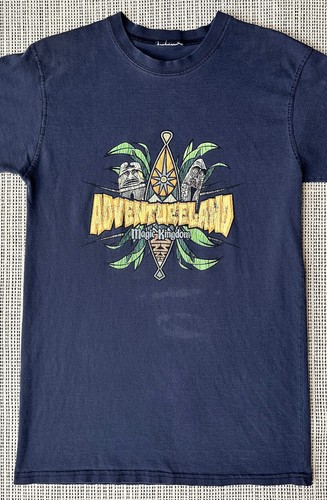 RARE Magic Kingdom Adventureland Large Blue T Shirt Double Sided Disney Florida - Picture 2 of 9