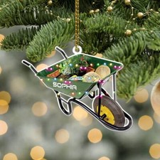Personalized Gardening Christmas Ornament, Custom Gardening Girl Carry Bag Ornam