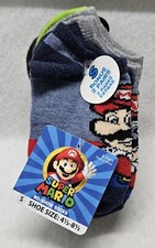 Super Mario Boys' 8 Pack No-Show Socks Size S Shoe Size 4.5-8.5 /New