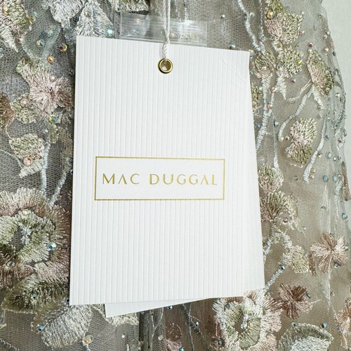 Abito da sera Mac Duggal 4 ricamato floreale illusione scollo a V senza maniche 20131 nuovo con etichette - Foto 16 di 23