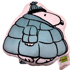 Snoopy NWT Peanuts Pillow Throw Blanket Set Cozy Plush Gift Puffer Coat Blue