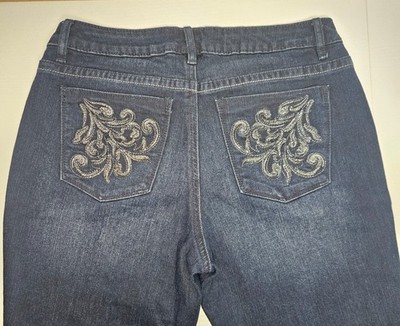 APT 9 Schlagjeans W30 Y2K Mid Rise bestickt Taschen Curvy