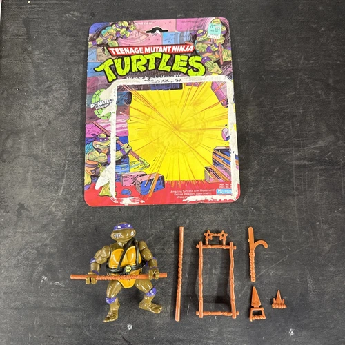 Vintage 1988 Donatello TMNT Figure HARD HEAD Complete w/ Cardback A17