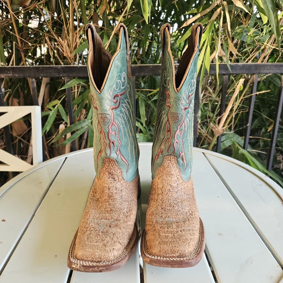 Ariat Women's Mesteno Western Boots Square Toe Size Brown/Teal 6.5 S.  10010952 - Image 2 of 4