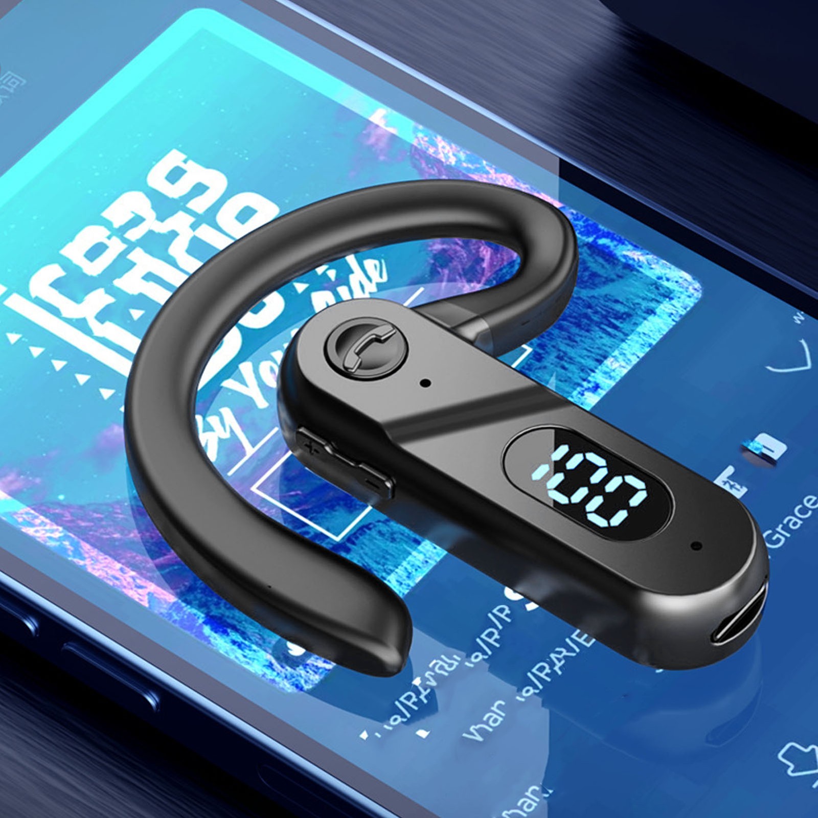 Auricolare Bluetooth 5.2 con gancio e LED foto 5