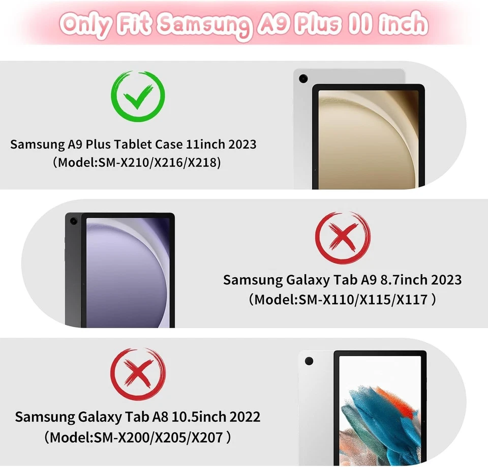 Kids Samsung Tab A9+ Plus Case, Hello Kitty Stand, Strap, Screen Protector Set - Image 2 of 4