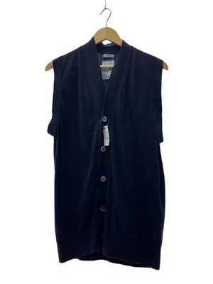 COMME des GARCONS HOMME 1980s Longline Cotton Knit Vest Black Approx Sz 2XL