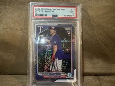 Wyatt Langford 2024 Bowman Chrome Mega Box Mojo Image Variation Rangers RC PSA 9