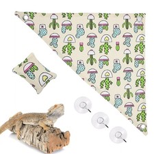 Bearded Dragon Hammock Swing Hanging Reptile Bed Lounger with Pillow Beige