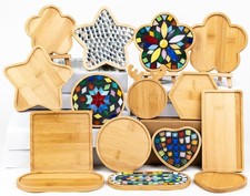 10pcs Wooden Assorted Shapes Mosaic Bases for DIY Mosaic Coaster Kit, with Wo...