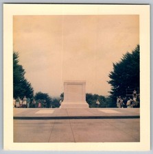 Vtg Color Snapshot Group At Memorial 1960s