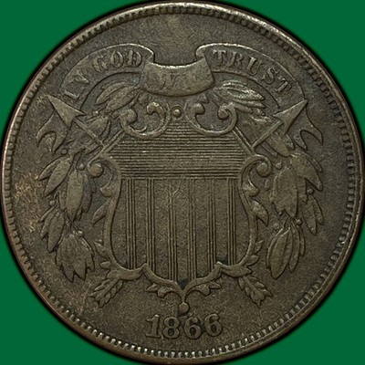 1866 Two Cent Piece Extremely Fine XF Coin #39930