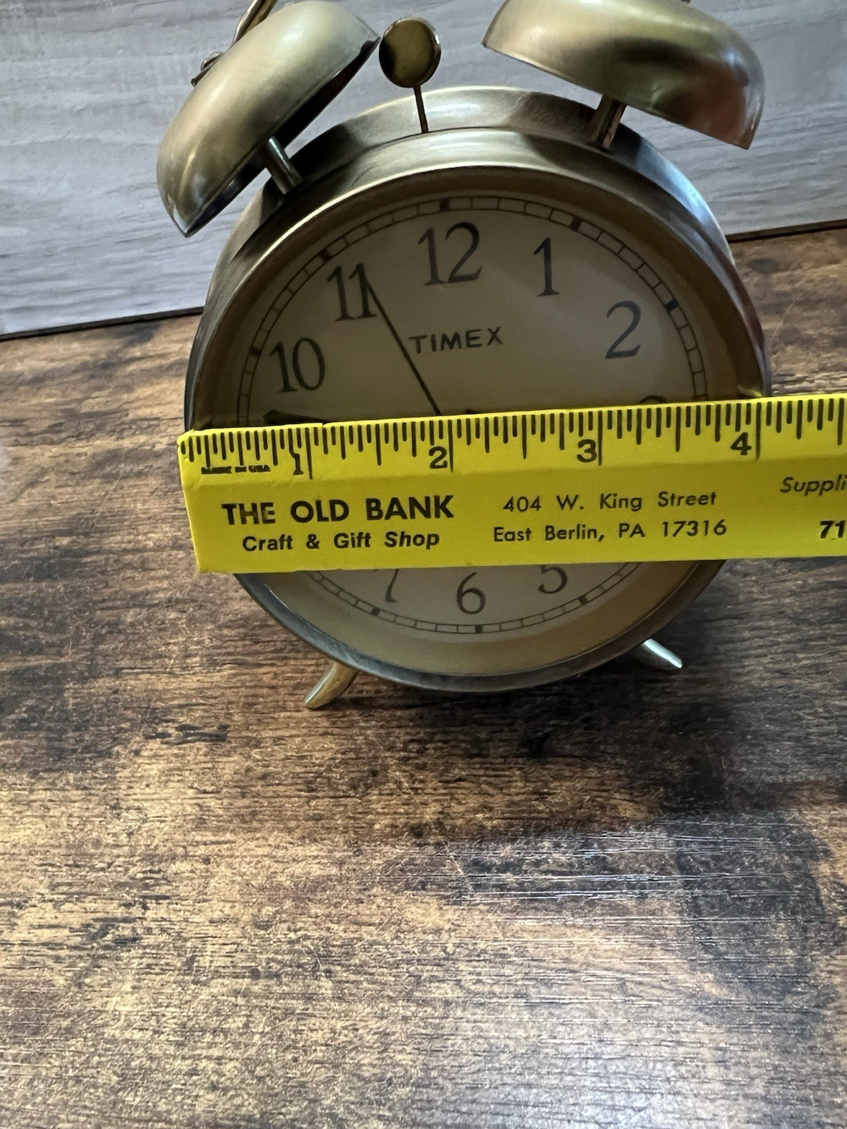Vintage Style Timex Quartz Twin Bell Alarm Clock Brass Tone Battery ...