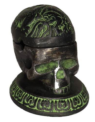 Human Skull Shape Ashtray Paperweight Statue Handmade Metal Table Decor Figure - Bild 6 von 14