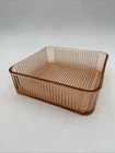 Federal Depression Orange Glass Refrigerator Dish Large 8" x 8" Square Ribbed