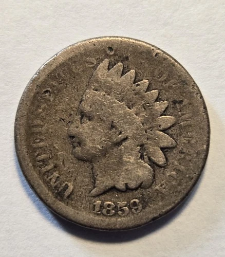 1859 Indian Head Cent 1c Penny - About Good AG Details, Exact Coin Shown