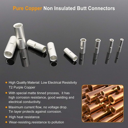 380PCS Non Insulated Butt Connectors Kit Butt Splice Connector Uninsulated Wi... - Picture 7 of 9