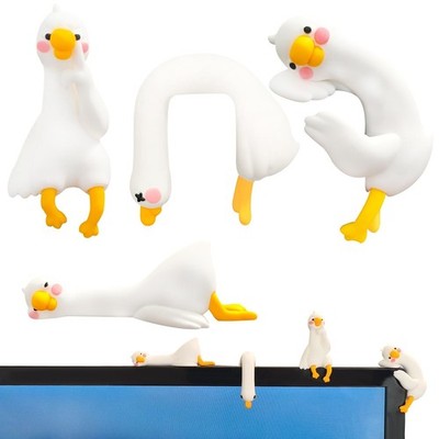 4 PCS Resin Goose Figurine Computer Monitor Decor,Cute Mini Goose Statues for...