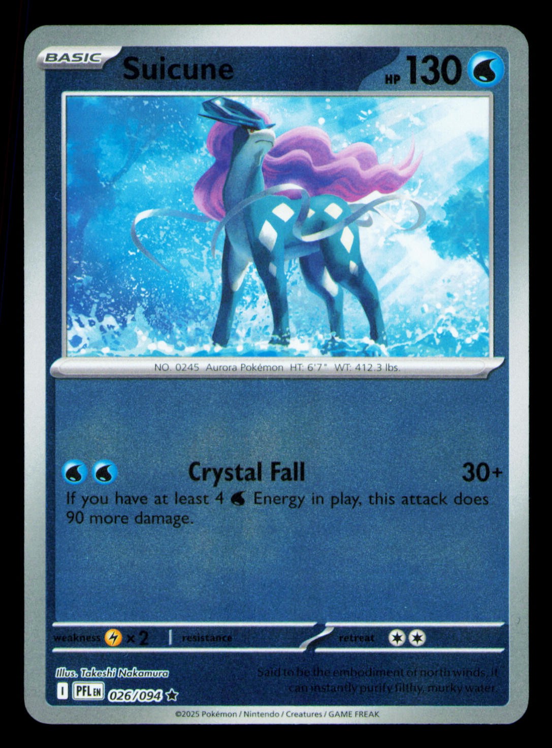 Suicune Reverse Holo Rare ME02: Phantasmal Flames 026/094 NM