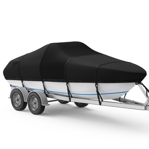 1200D Heavy Duty Trailerable Fit 16-22Ft V-Hull Fish & Ski Boat Cover Waterproof - Afbeelding 36 van 36
