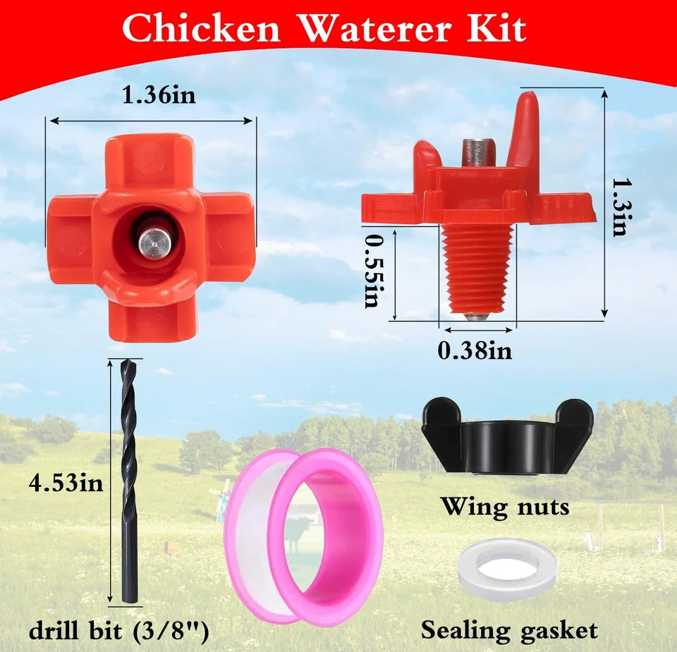 12 Piezas Pezones Regadoras de Pollo con Brocas, Plástico ABS Duradero, Uso Exterior Foto 2 de 4