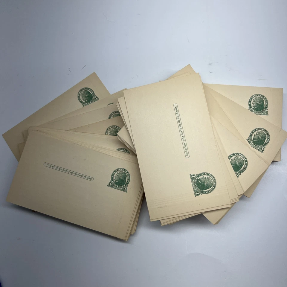 One Cent Jefferson US Post Card Design Unused Antique Beige Ephemera Lot Of 240 - Image 2 of 4