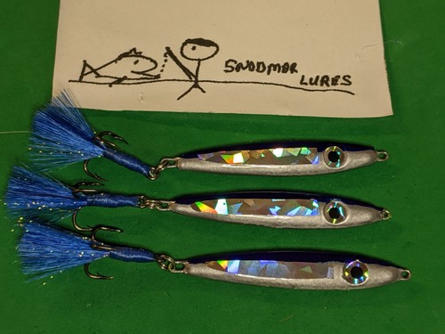 3 - 1 Unze Minnow Blei Angeln Jigging Guss Löffel Köder blau Chrom - Bild 2 von 6