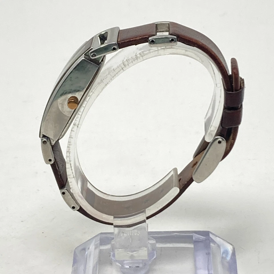 Kenneth Cole Tank Watch Women 17mm Silver Rose Gold Tone Leather New Battery 8" - Image 4 of 4