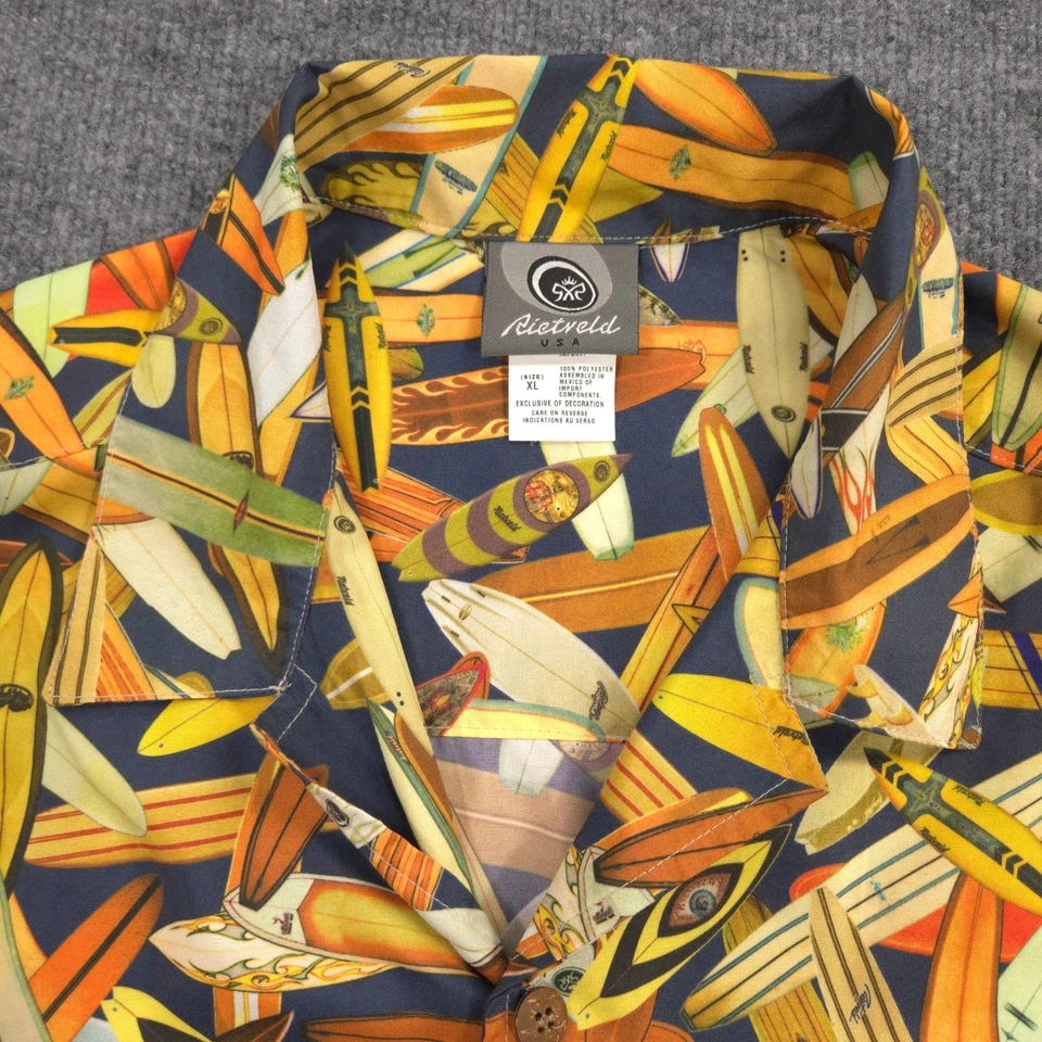 Vintage Rietveld USA Shirt Mens XL Hula Girl Tiki Surfboard Hawaiian Camp Collar - Image 3 of 4